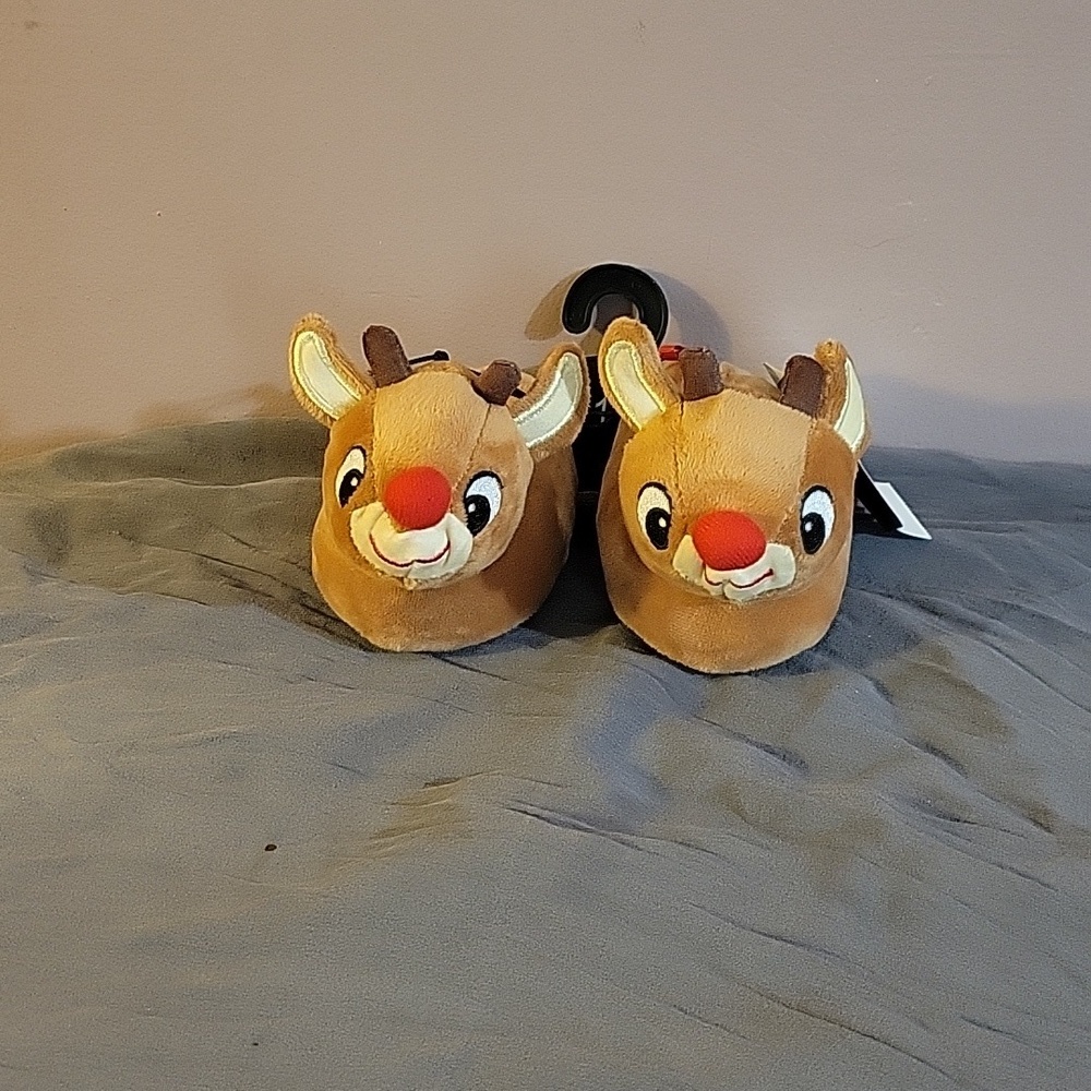 Rudolph Red Nose Reindeer Christmas Baby Slippers, Size: 2 & 4, NWT